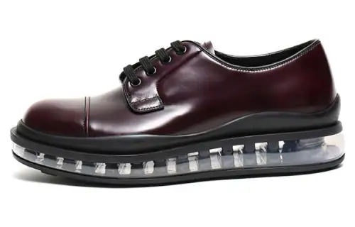 PRADA Casual Leather Shoes Men's Low Top Umber