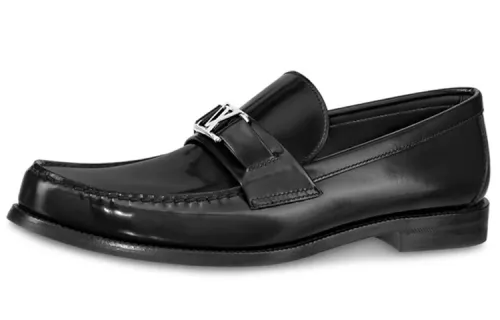 LOUIS VUITTON Major Top Grain Cow Leather Comfortable And Trendy Casual Shoes Men's Black