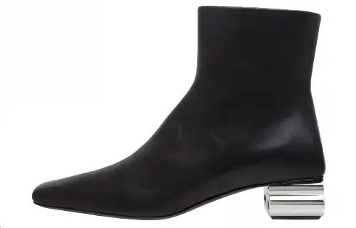 Balenciaga BB-Shaped Heel Leather Boot Black Silver Women's