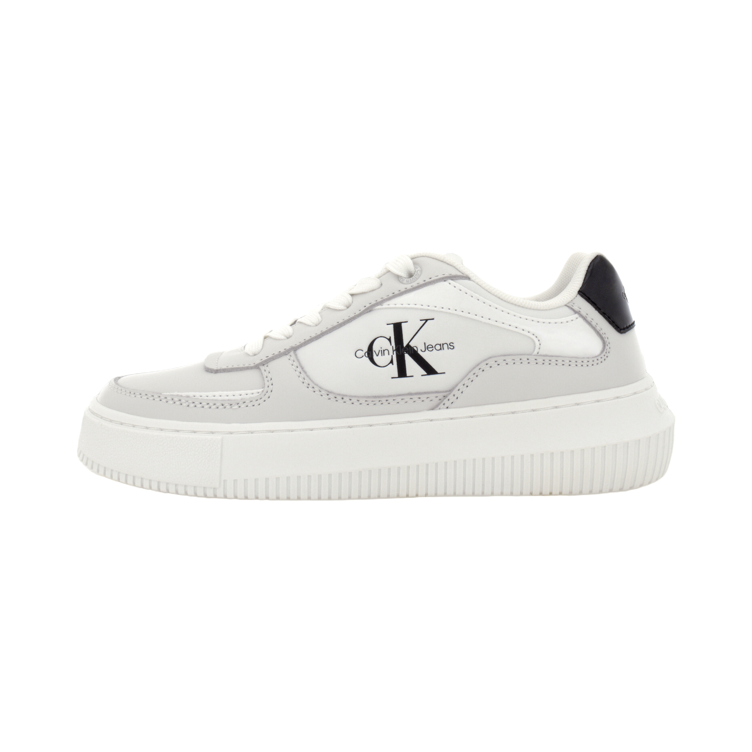 CKJ CALVIN KLEIN JEANS Skateboard Shoes Women's Moon White & Space Black