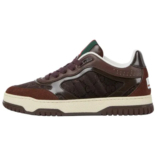 GUCCI Re Web Canvas Low top Skateboard Shoes Women's Dark Brown