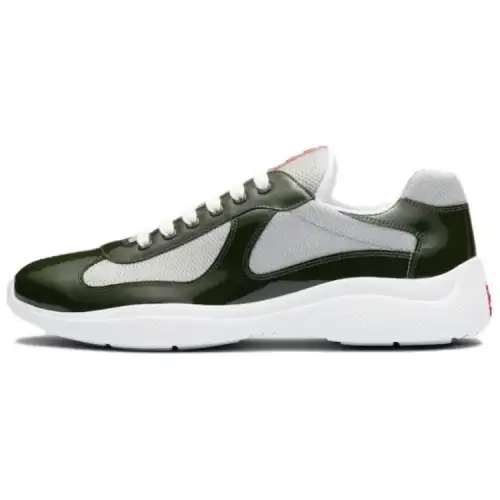 PRADA America's Cup Patent Leather Low top Casual Shoes Men's Silver Green