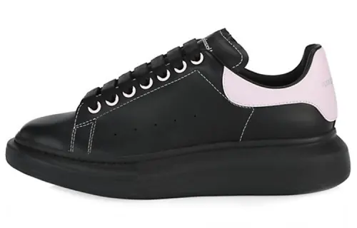 Alexander McQueen Oversized Sneaker Leather Low top Skateboard Shoes Men's Black Rose Jewel