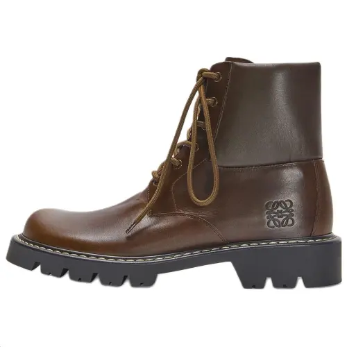 LOEWE Sierra Calfskin Ankle Boots 4cm Men's Dark Khaki Green