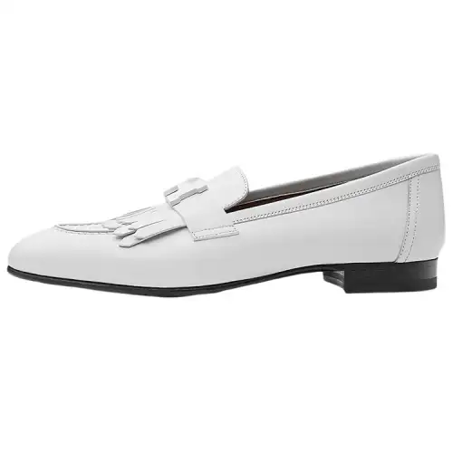 HERMES Royal Cow Leather Women's Casual Shoes Women's White
