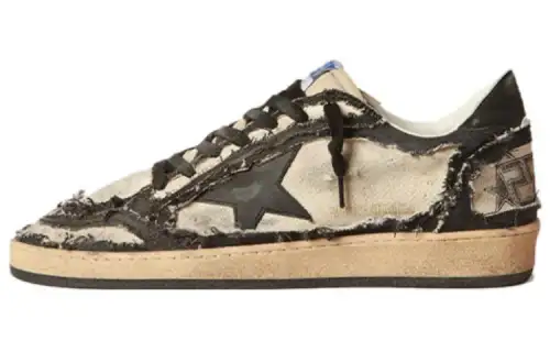 Golden Goose Canvas Low top Skateboard Shoes Men's Black Distressed