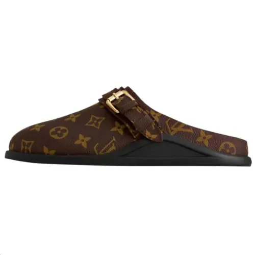LOUIS VUITTON Rubber Sole Closed Toe Slippers Women's Brown
