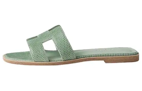 HERMES Oran Slide Slippers Women's Light Green