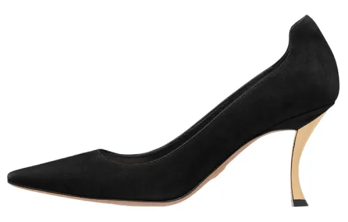 DIOR D Fame Suede Slim Heel High Heels 8cm Women's Black