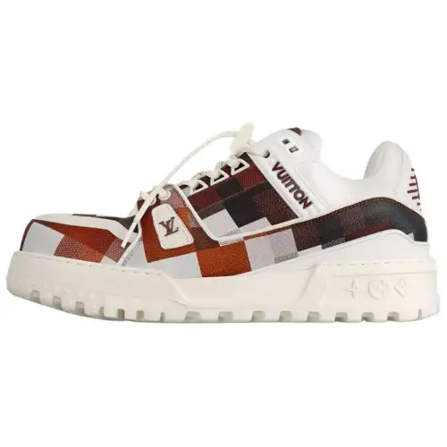LOUIS VUITTON Trainer Maxi Cow Leather Low top Skateboard Shoes Unisex Chestnut Brown