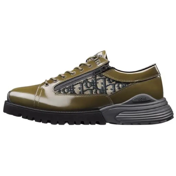 DIOR Combat Cow Leather Low top Casual Shoes Men's Green