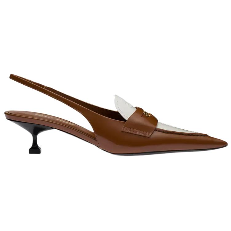 MIU MIU Penny Leather Slim Heel High Heels Women's White Brown
