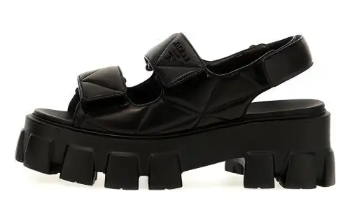 PRADA Triangle-logo Quilted Leather Sandals