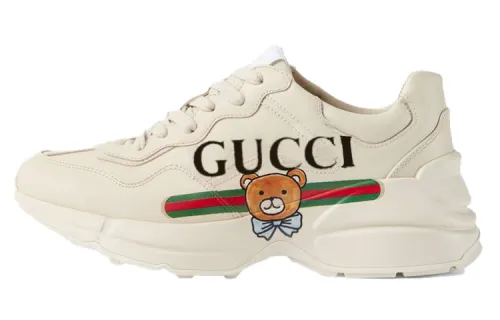 KAI x GUCCI Rhyton Textile, Synthetic Leather Low top Chunky Sneakers Men's Ecru