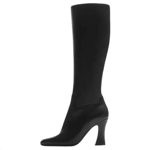 Burberry Trinket Calfskin Knee high Boots Women's Black