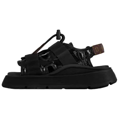 LOUIS VUITTON Paseo Comfort One Strap Sandals Women's Black