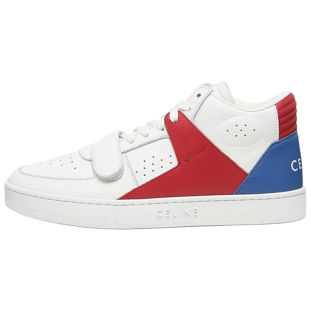 CELINE CT 02 Top Grain Cow Leather Mid top Stylish Skateboarding Shoes Men's Neon White