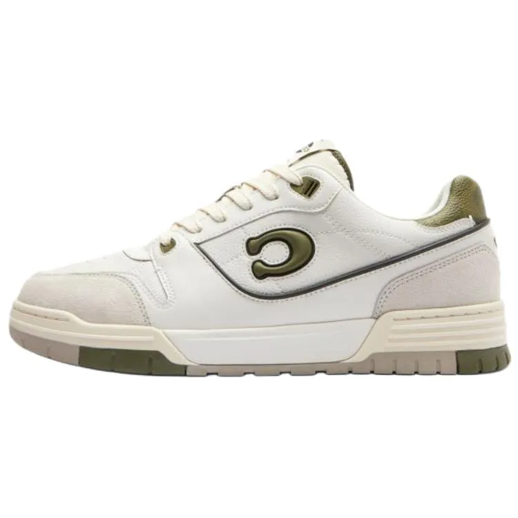 COACH Soho Cow Split Leather Low top Skateboard Shoes Men's White Green