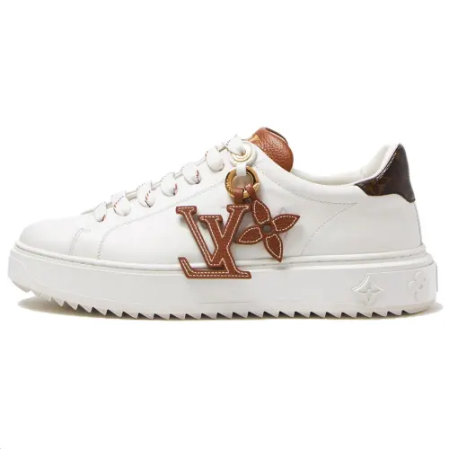 LOUIS VUITTON Time Out Sneakers 'White With Brown' Women's