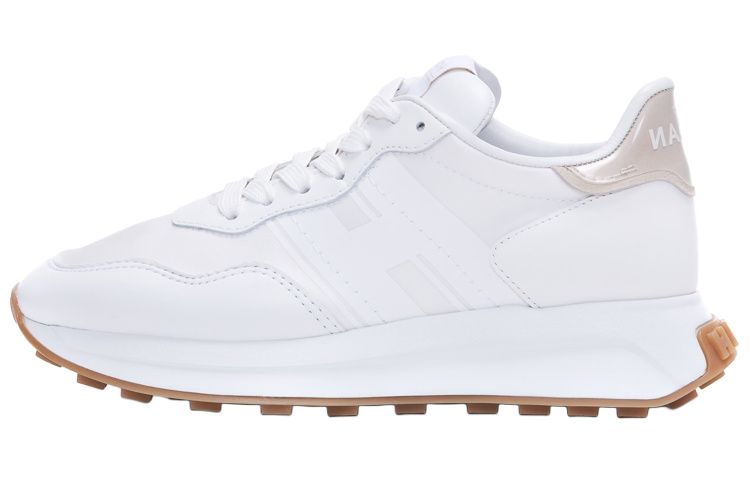HOGAN H641 leather thick-soled lace-up low-top lifestyle shoes for women white