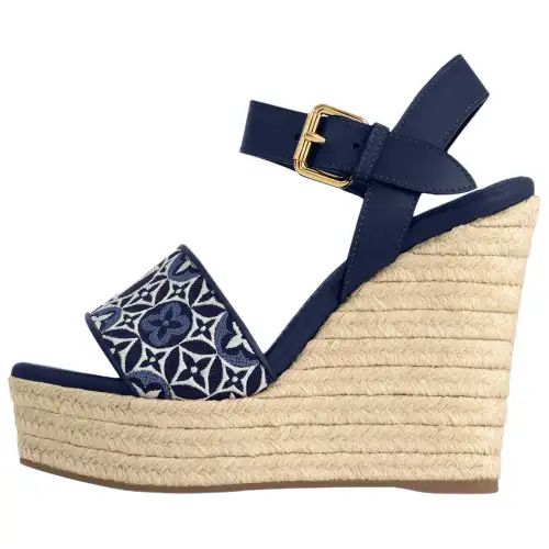 LOUIS VUITTON Helios One Strap Sandals 8.5cm Women's Blue