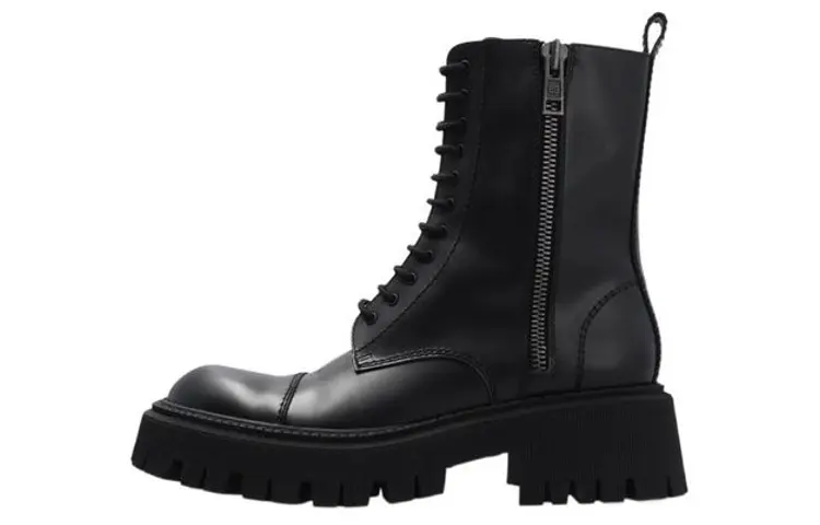 Balenciaga Tractor Zip Up Combat Boot Black Women's