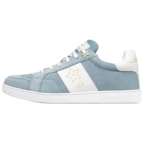 DIOR Star Platform Shoes Cow Leather Low top Skateboard Shoes Women's Light Blue