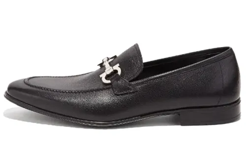 FERRAGAMO Gancini Leather Loafers Men's Black