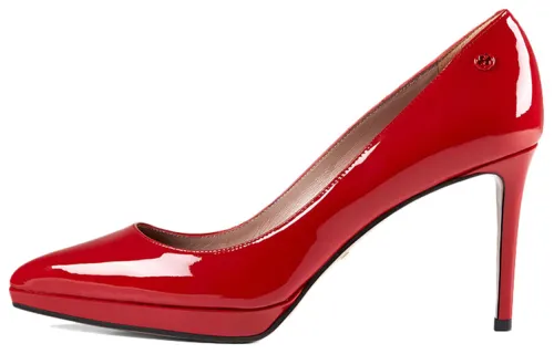 GUCCI Patent Leather Slim Heel High Heels Women's Red