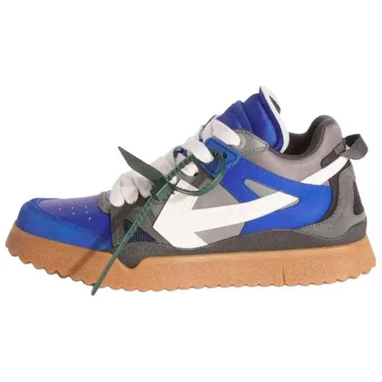 OFF WHITE Sponge Mid Top Sneakers 'Blue White Grey Tan'