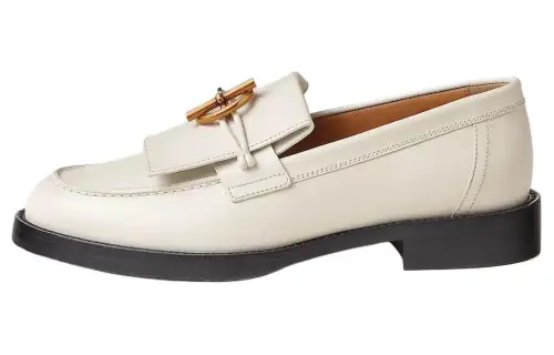 HERMES Impact Leather Loafers Women's White