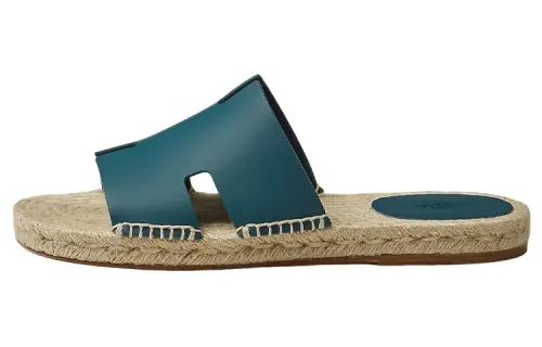 HERMES Antigua Espadrille Bleu Canard Calfskin Leather