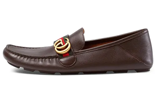 GUCCI Screener Distressed Shoes Loafers Men's Brown