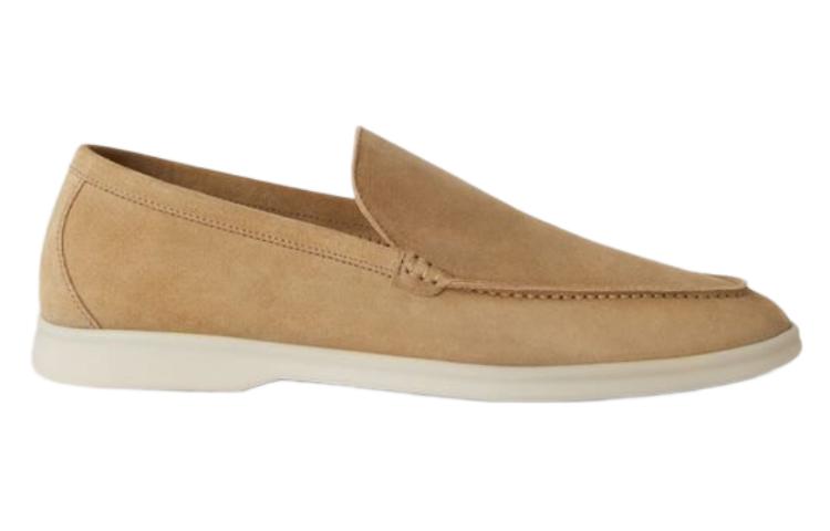 Loro Piana Summer Walk Suede Loafers Men's Light Wood Smoke