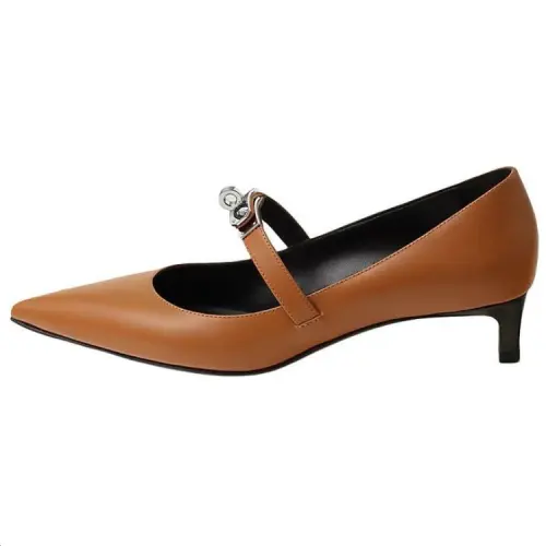 HERMES Kiara Slim Heel High Heels 4cm Women's Light Natural Color