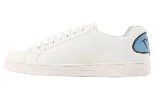 PRADA Leather Low top Stylish Skateboarding Shoes Men's White