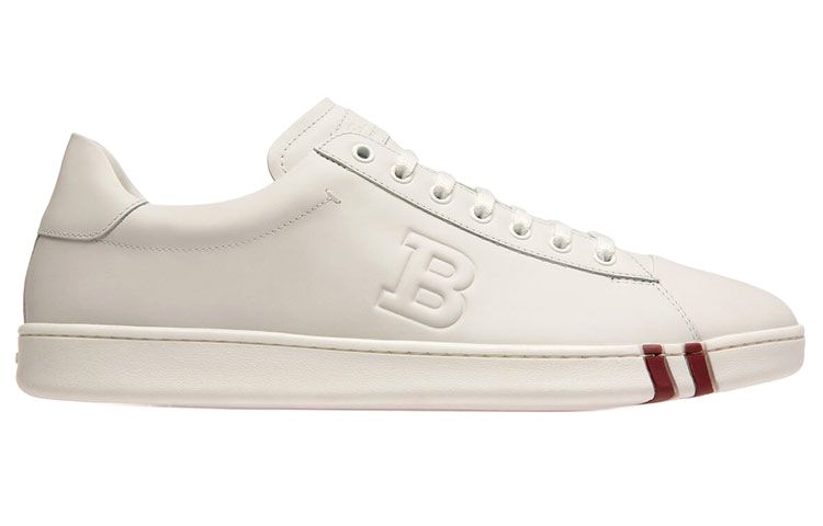 BALLY Asher Leather Casual Low top Stylish Skateboarding Shoes Men's White