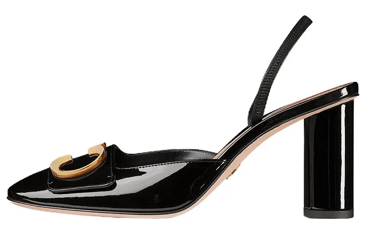 DIOR C'est Dior Patent Leather Chunky Heel High Heels 8cm Women's Black