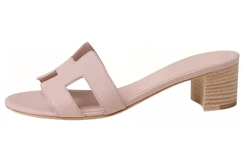 HERMES Oasis Slide Slippers Women's Gray Pink