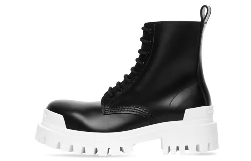 Balenciaga Strike Lace Up Boot Black White