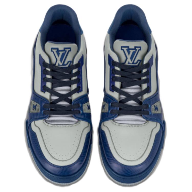 Мужские кеды Louis Vuitton Trainer (серо-голубые) — фото 4