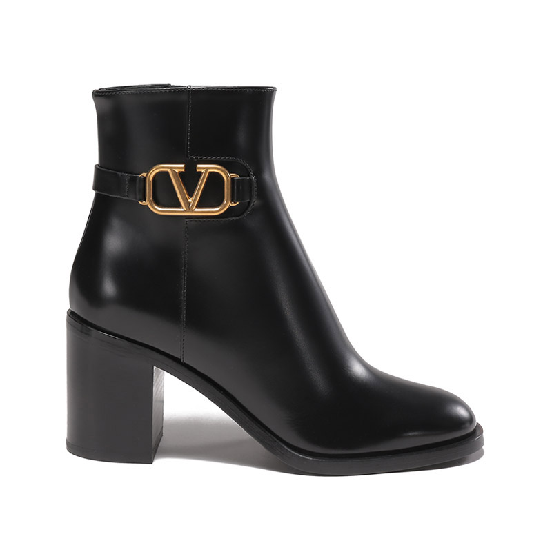 Женские ботинки Valentino На толстом каблуке (черные) — фото 2