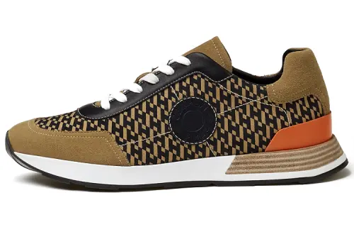 HERMES Drive Leather Low top Casual Shoes Men's Brown Black