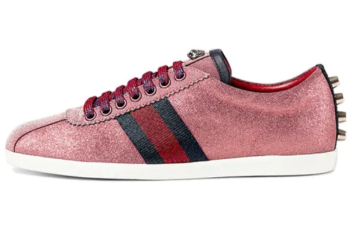 GUCCI Web Fabric Low top Stylish Skateboarding Shoes Women's Pink