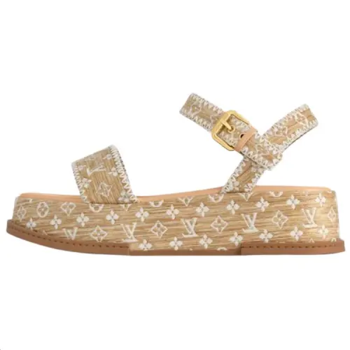 LOUIS VUITTON Maya One Strap Sandals Women's Beige