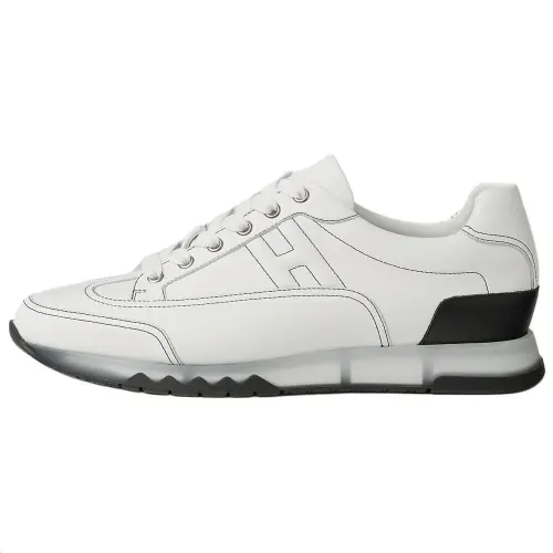 HERMES Trail Calfskin Low top Casual Shoes 3cm Men's White