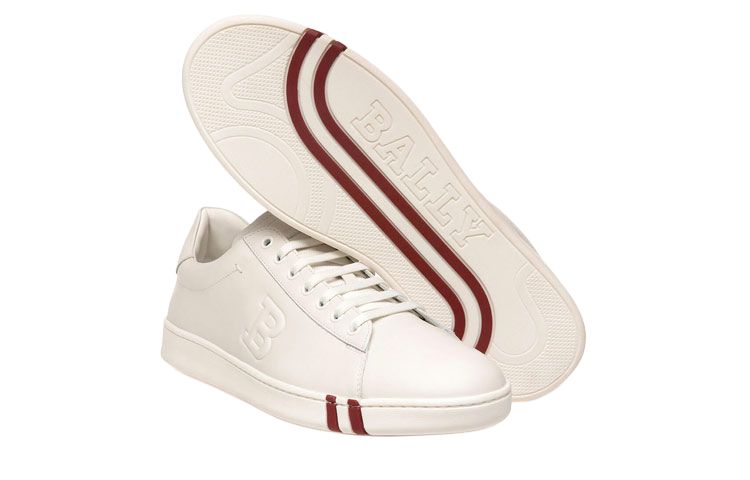 BALLY Asher Leather Casual Low top Stylish Skateboarding Shoes Men's White