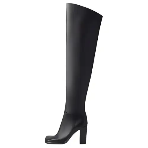 Bottega Veneta Leather Knee high Boots 9cm Women's Black