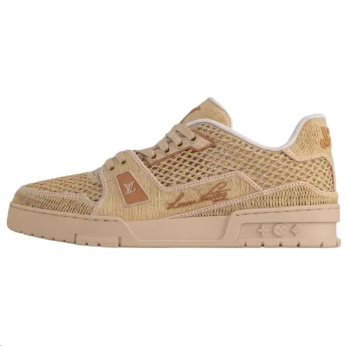 LOUIS VUITTON Trainer Fabric Low top Skateboard Shoes Men's Beige