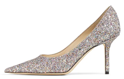 Jimmy Choo LOVE 85 Glitter Fabric Slim Heel High Heels Women's